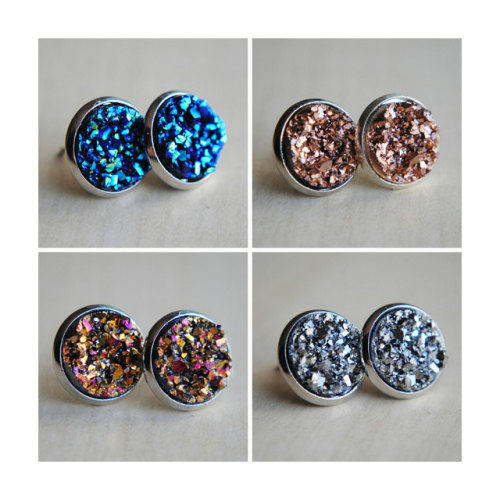 Faux Druzy Studs✨$10.00Available in Blue, Pink/Gold, Silver & NEW Rose Gold!! Shop Online:www.Be