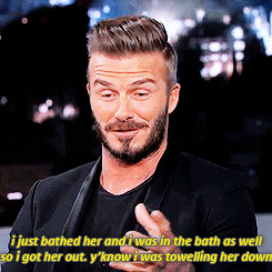 aaronjramseyisgorgeous:  David Beckham on looking “chubby” from his daughter Harper  Hahahahha