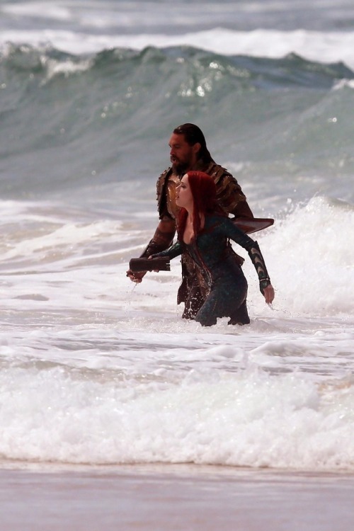 justiceleague:Jason Momoa and Amber Heard filming for Aquaman (2018) at Currumbin Beach on October 2