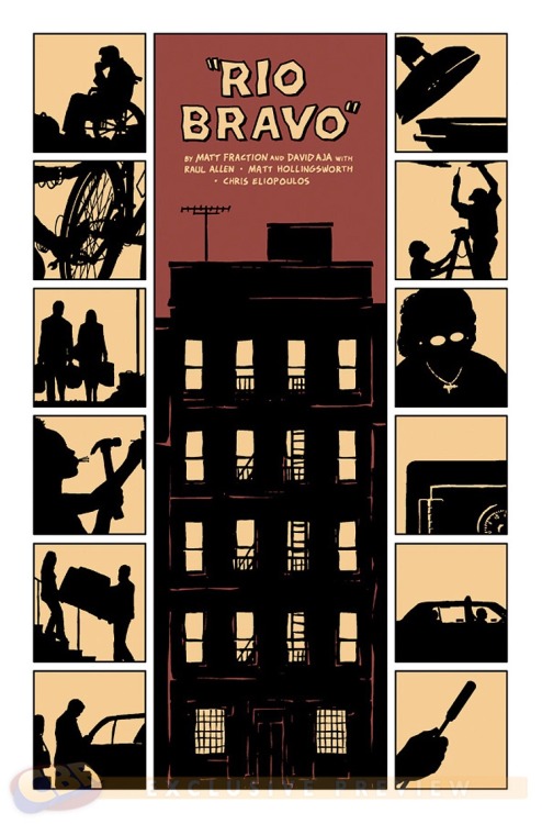 Preview pages for Hawkeye #21 by Matt Fraction and David Aja, on sale February 4th! The Finale, Part