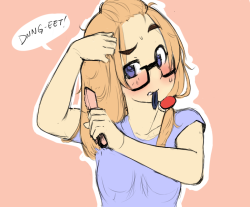 akiosketche:  Hina TRYING to brush her hair