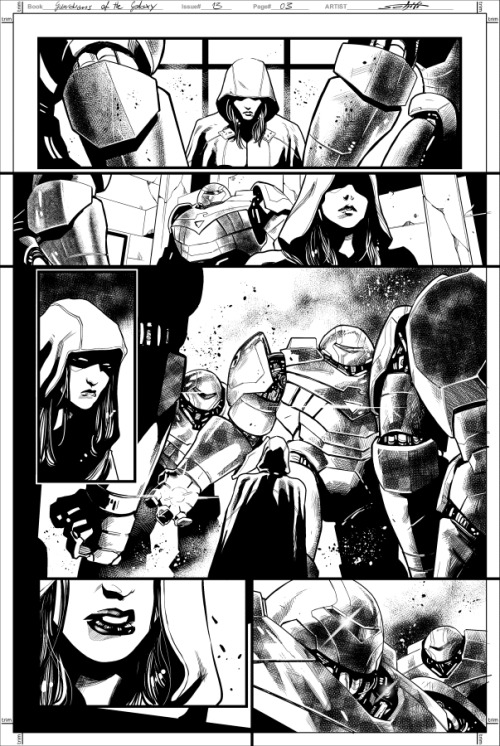 GUARDIANS OF THE GALAXY #13, black and white preview!Written by Brian Michael Bendis Art by Valerio 