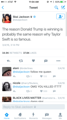 surprisebitch:   dysfunctunal:  EVEN SKAI KNEW SHE WAS TRASH AND YALL JUST WOKE UP!   March 4, 2016 👸🏿☕️   