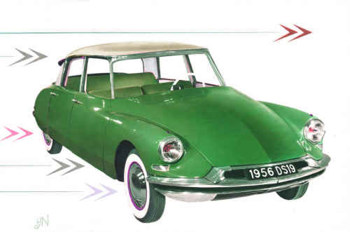 Flaminio Bertoni &amp; André Lefèbre, Citroën DS 19, brochure for the american market, 1956. Via old