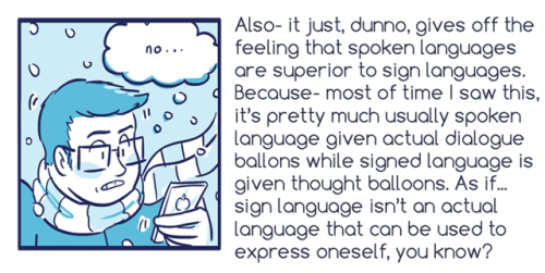 Here’s a guideline on how to use speech balloons with deaf or mute signing characters in comic