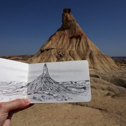 Roadtrip travel sketches :1. Bardenas Reales2. Castildetierra3. Yesa Lake4. Dust, heat, rock5. The l