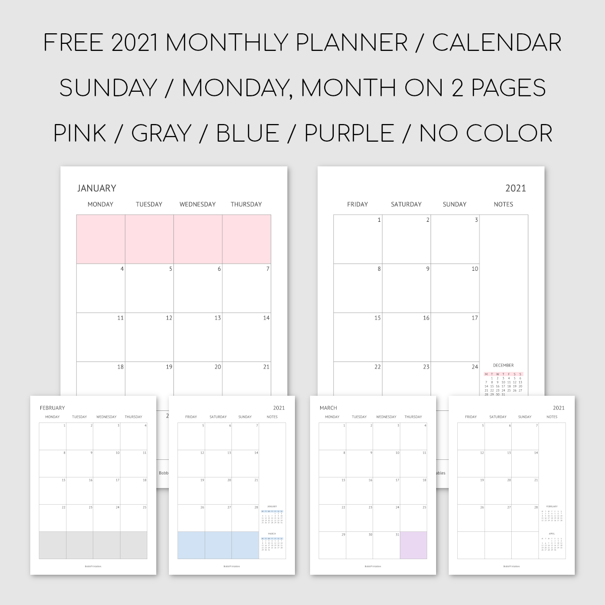 BobbiPrintables — Free Printable 23 Monthly Planner / Calendar Within Month At A Glance Blank Calendar Template