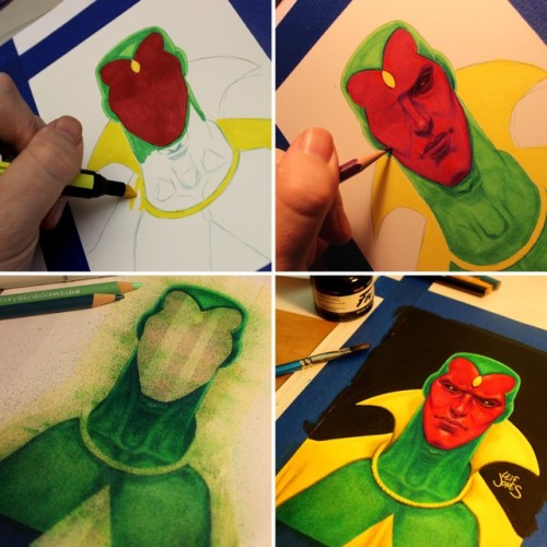  For auction, my one-of-a-kind portrait of Marvel’s VISION. I am now also accepting a limited 