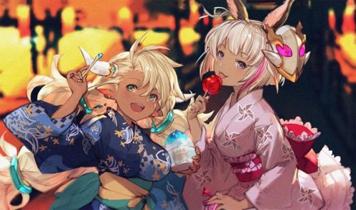 【グランブルーファンタジー】チームのイラストレーターから、浴衣姿のアルメイダとクロエのイラストをいただきました！グラブルの夏を盛り上げるキャンペーンやイベントなどお楽しみください！ #グラブル htt