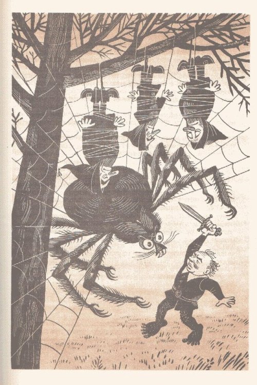 crowtrobot2001:The Soviet edition of The Hobbit (1976) with illustrations by Mikhail Belomlinsky.