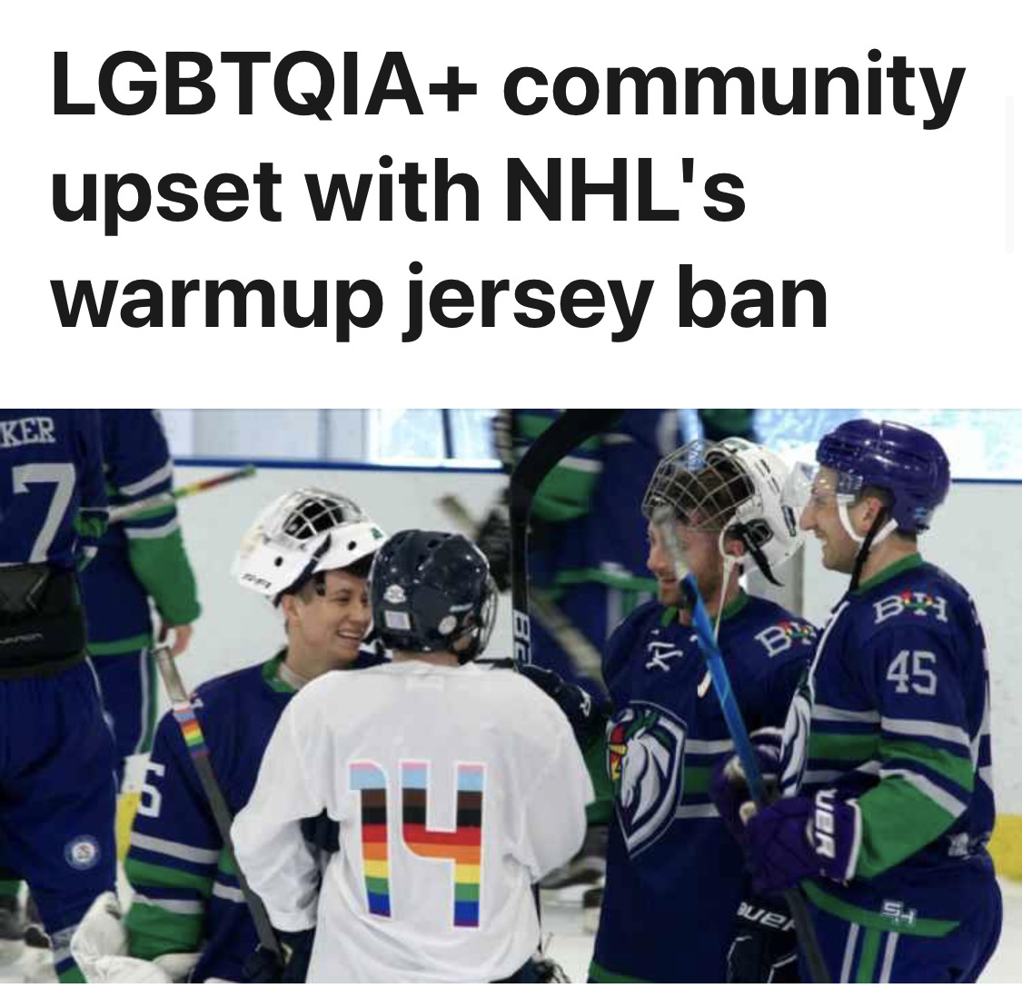 LGBTQIA+ community upset with NHL's warmup jersey ban - ESPN