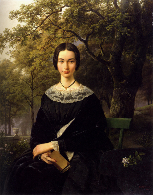 books0977:Portrait of A Young Lady (1846). Barend Cornelis Koekkoek (Dutch, 1803-1862). Oil on canva
