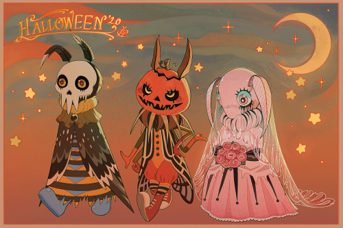 passionpeachy:passionpeachy:vintage halloween postcard based off moths now it’s a real postcard!!! (