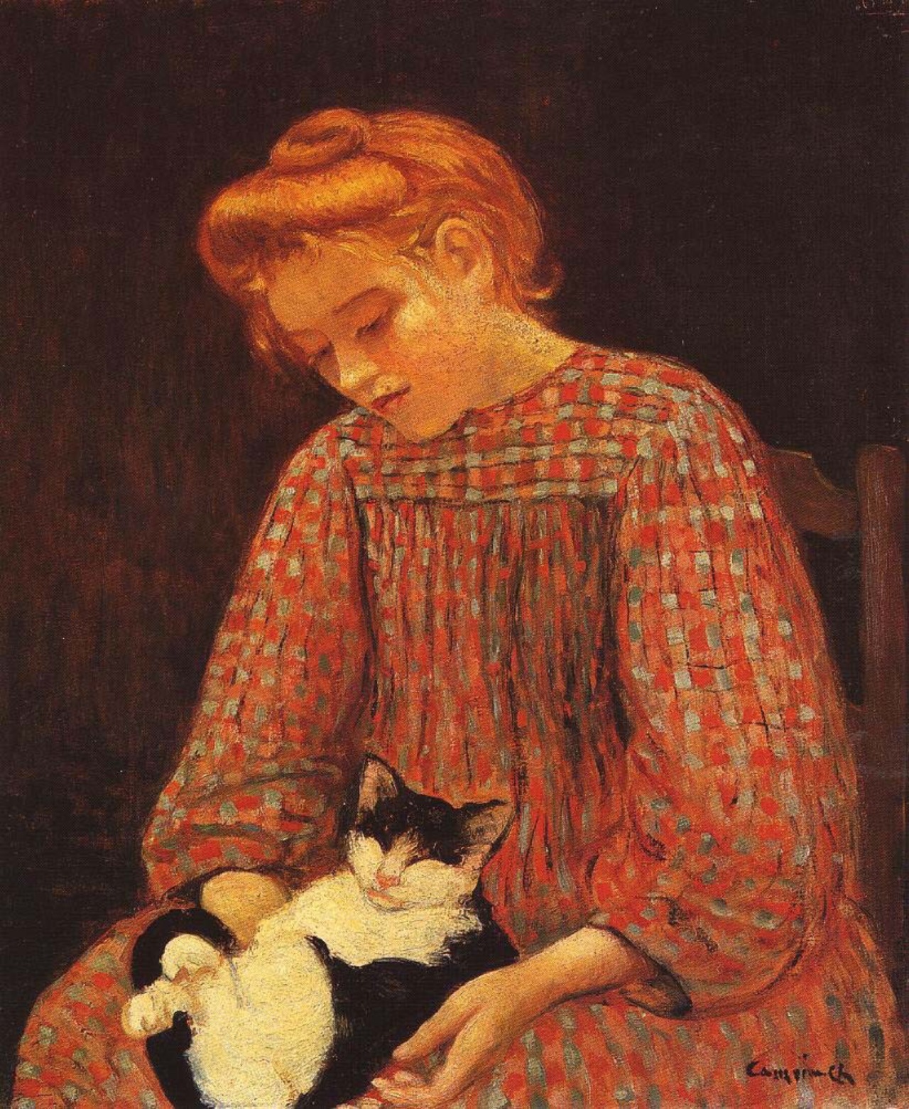 art-is-art-is-art:Girl with Cat, Charles Camoin