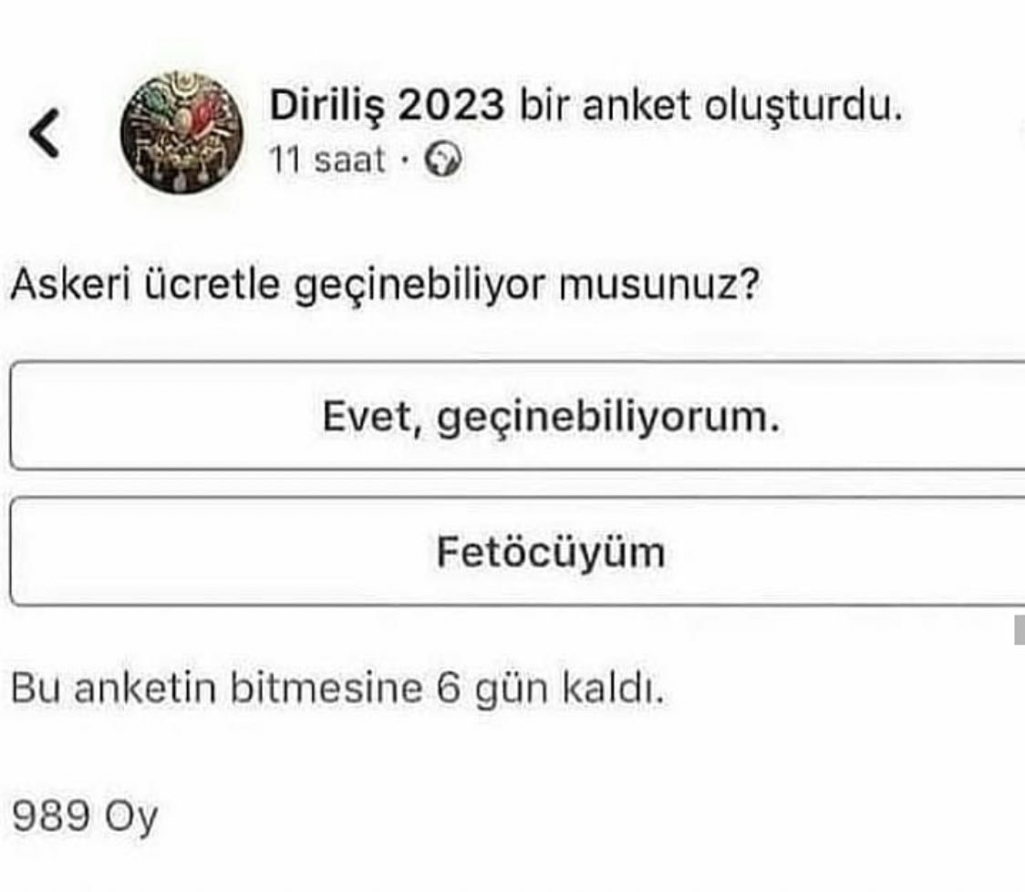 Diriliş 2023 bir anket...