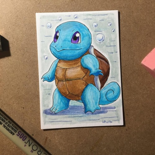 Squirtle #pokemongo#pokemon #drawing #draw #sketchcard #watercolor #artezabrushpens #coloredpencils 