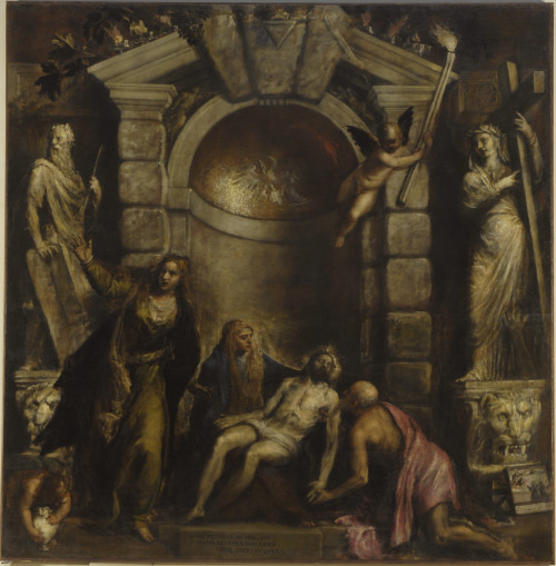 Pietà, by Tiziano Vecellio, continued by Jacopo Palma il Giovane, Gallerie dell'Accademia, Venice.