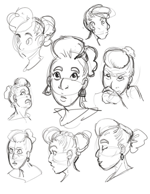 quest-draws:[Image description: 6 pictures featuring a character design process for a young Lucretia