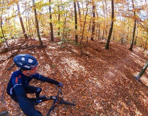 Golden moments on our bikes. We are enjoying fantastic fall colors. Goldene Momente auf unseren Bike