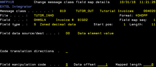 cleo extol integrator mapping substring to field change message class field map details