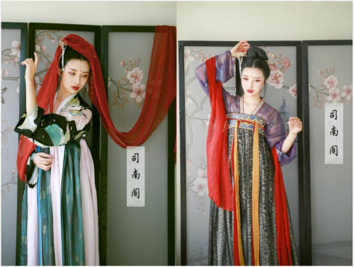 司南阁 chinese hanfu | 交领襦裙、齐胸襦裙、披帛、大袖衫、立领披风