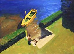 allotherthingsintheworld:  Kurt Solmssen “Yellow Boat in a Blue Bay” (2013)  