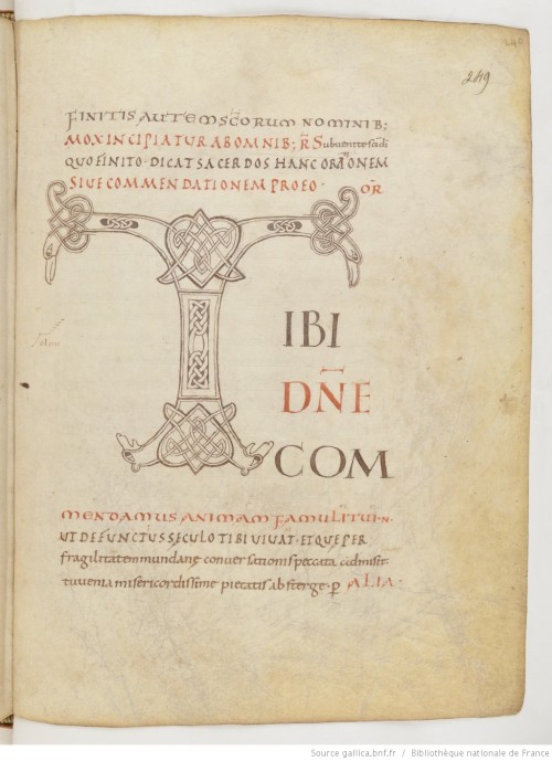 openmarginalis:Sacramentarium (Sacramentary of Echternach), f. 249r, by unknown creator, Echernach, 