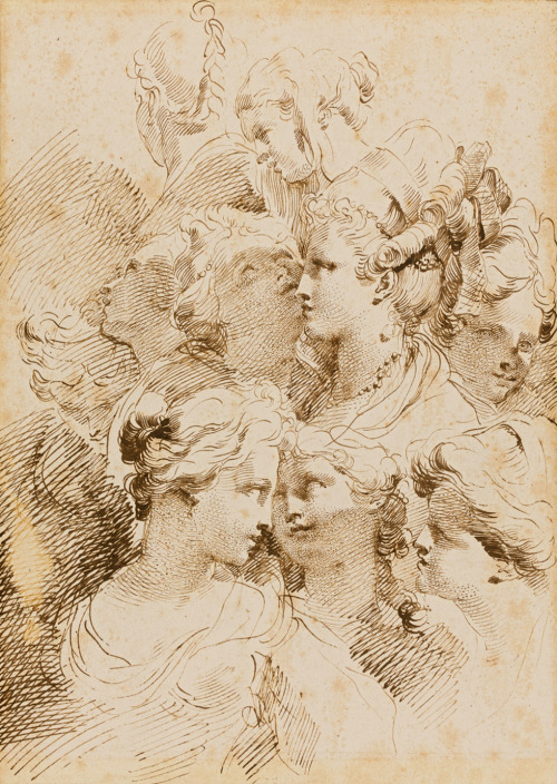 geritsel:Gaetano Gandolfi - portrait studies in pen and sepia ink