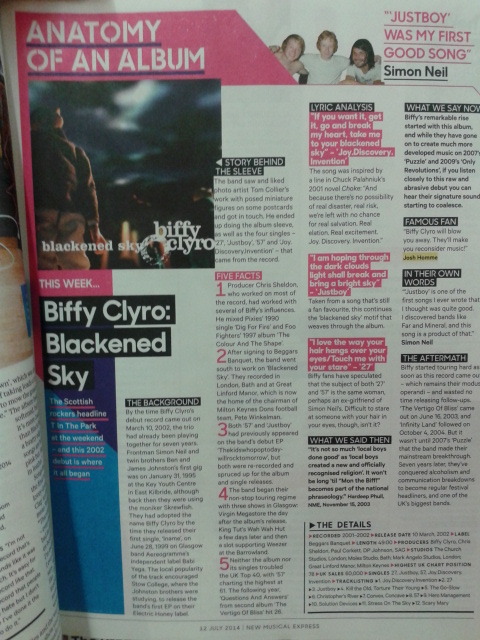 Blackened Sky in the new NME. (hope you can read it - another of my sainsbury&rsquo;s photoshoot