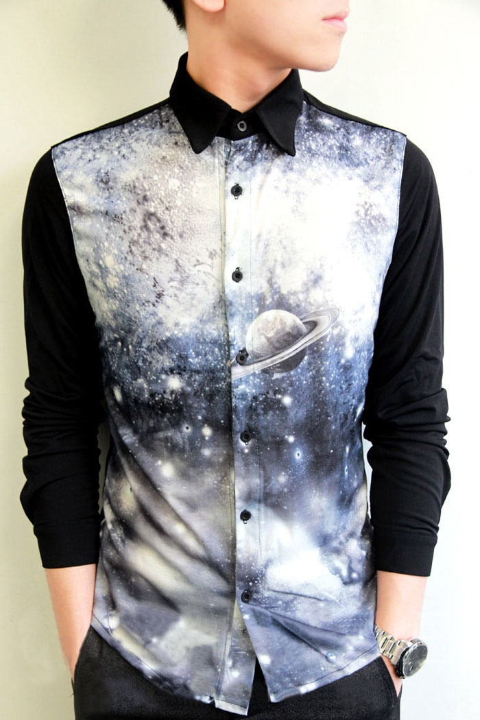 tremblingofmyhands:yeiku:  space print shirt - $18.27  Just ordered this awesome