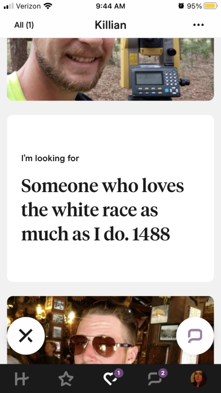 XXX A literal nazi tried to talk to me on Hinge. photo
