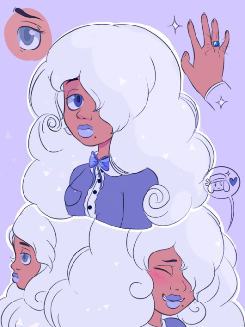 passionpeachy:Human AU Sapphire doodles. She’s the weird rich girl who’s half-blind and very VERY ga