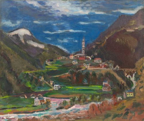 View of Tegna, Ticino, Switzerland   -   Jan Wiegers, 1949.Dutch.1893-1959Oil on canvas , 61.5 x 73.