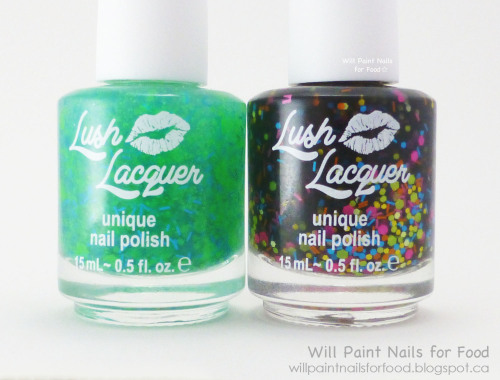 Lush Lacquer Splish Splash and Vegas Nights More about these polishes, including where to buy them, 