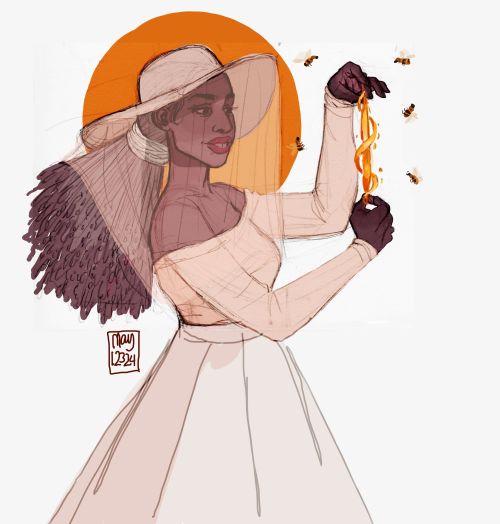 may12324:A beekeeper witch for a contest on Instagram. She specialises in creating lavender honey, known for its healing properties and exceptionally sweet taste. Catch her tending her garden, riding her bike around town, or taking fresh honey to the
