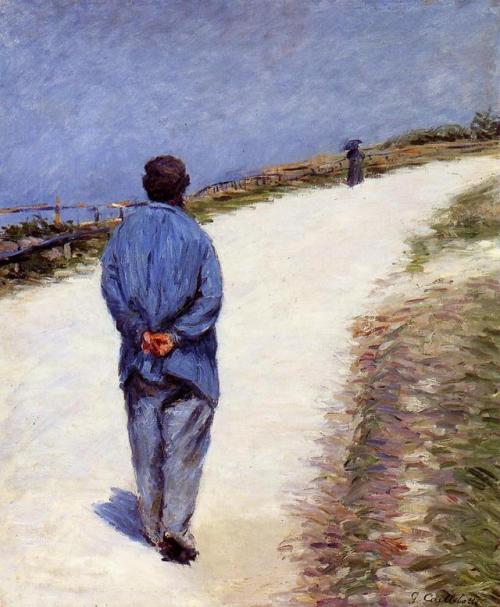 artist-caillebotte:Pere Magloire on the Road to Saint-Clair, Etretat, Gustave CaillebotteMedium: oil