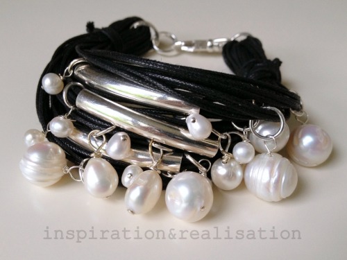DIY Knockoff Black Version of the Cord, Tubes &amp; Pearl Bracelet Tutorial from inspiration &amp; r