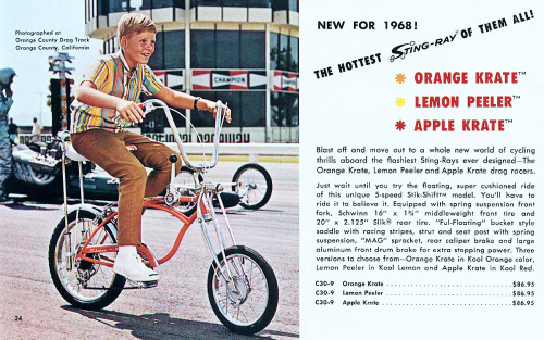 Page featuring the Sting-ray Orange Krate / Schwinn catalog, 1968.