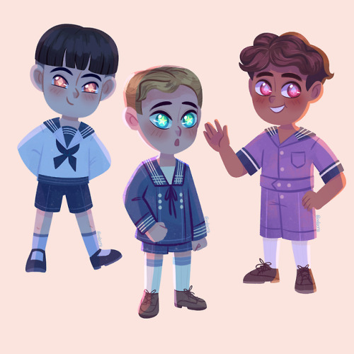 kids in sailor playsuits