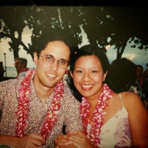 #tbt to 15 years ago when I married this beautiful lady. Happy anniversary my love. This pic is from a few days later at a luau on our Maui honeymoon.