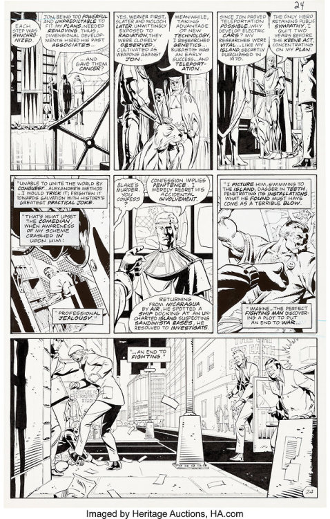 rocket-prose: Original Dave Gibbons art: a page from Watchmen #11 (DC, 1987).
