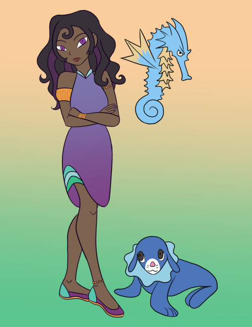 Drew my characters Citlal and Kamika as pokemon trainers!