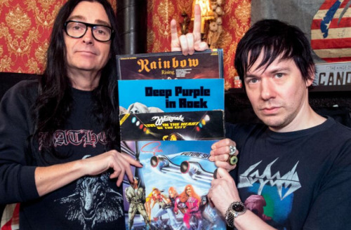 slavghoul:Tobias and Jonas Åkerlund posing with their favourite records. Photos from Rock'N'Roll Mag