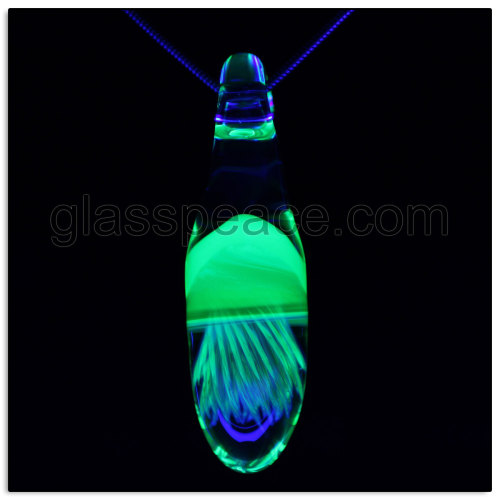 Glass Jellyfish Pendant UV blacklight reactive by Amir Shawn