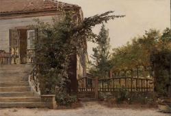 Christen Købke (Copenhagen, 1810 - 1848); The garden steps leading to the artist&rsquo;s studio near Blegdammen, 1845; oil on paper laid down on canvas, 33 x 22,5 cm; Statens Museum for Kunst, Copenhagen