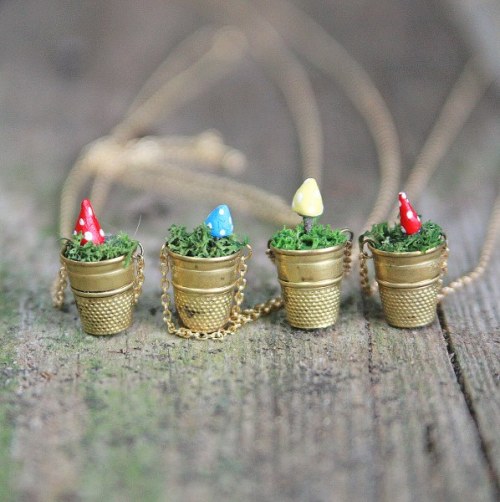 DIY Toadstool Thimble Necklace Tutorial from My So Called Crafty Life here. She used air dry clay to