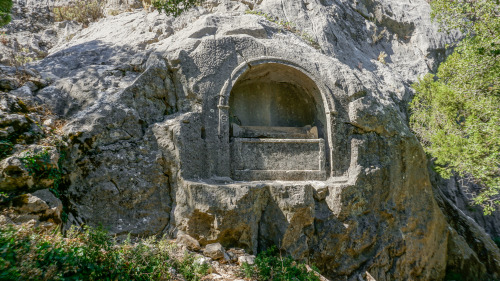 classicalmonuments: Rock cut tombs of the Termessian Necropolis Termessos, Pisidia, Asia Minor (Turk