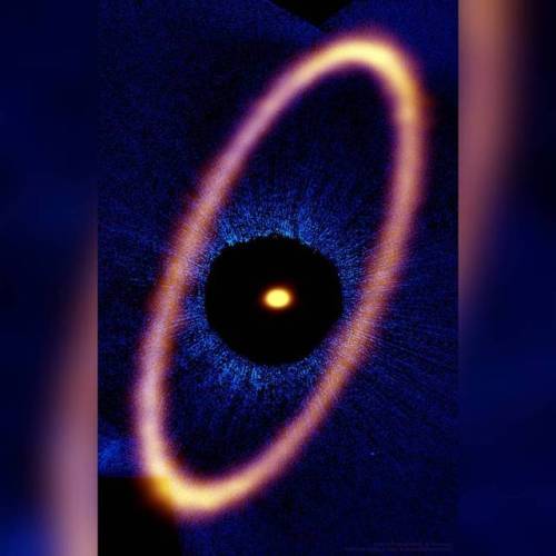 Ice Ring around Nearby Star Fomalhaut #nasa #apod #alma #eso #naoj #nrao #esa #hubble #nrao #aui #nsf #star #ice #fomalhaut #hubblespacetelescope  #interstellar #milkyway  #galaxy #universe #space #science #astronomy