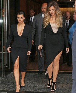 kimkanyekimye:  Kim and Khloe leaving their