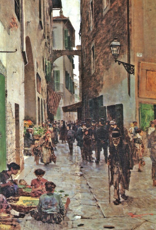 Telemaco Signorini (Firenze 1835 - 1901), Il ghetto di Firenze (The ghetto of Florence), oil on canvas, 1882